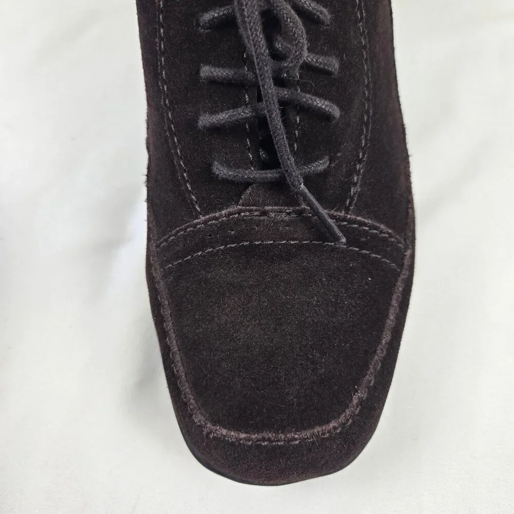Clarks Bendables Size 9.5M Chocolate Brown Heeled Lace Up Loafers 1/2